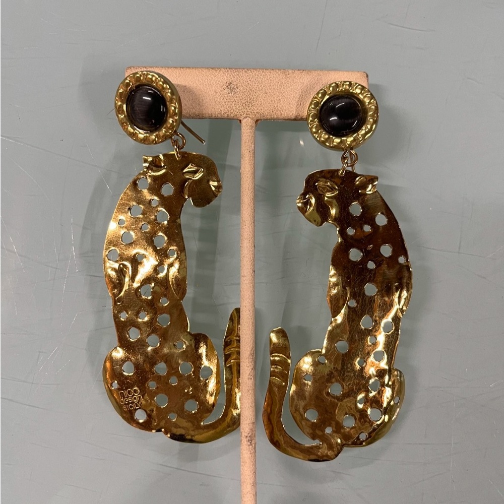 Gold sterling silver Leopard Earrings (handmade)